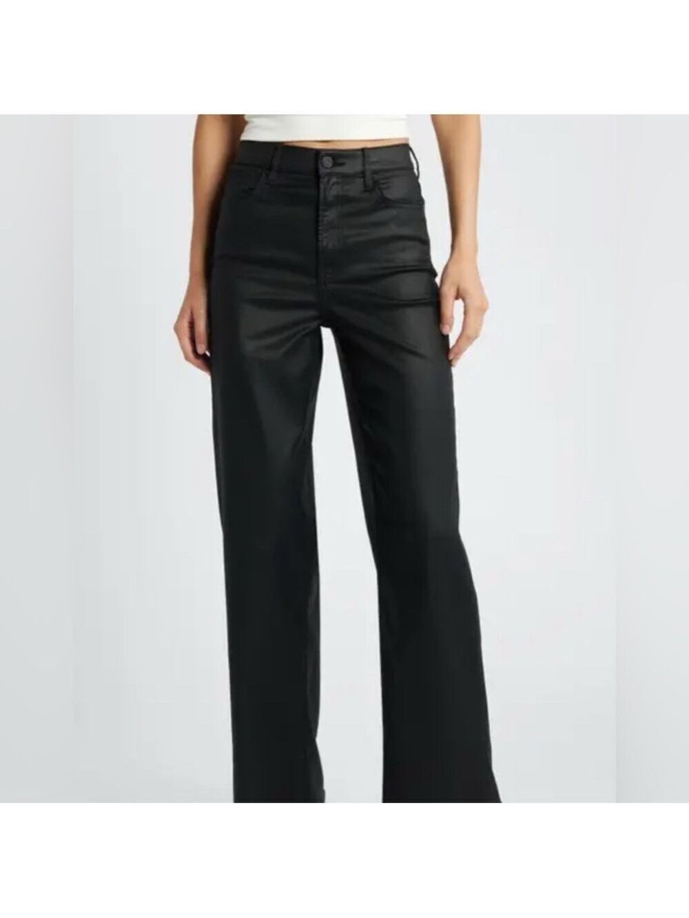 Hidden jeans Black coated denim Wide-Leg flare distressed hem Jeans size 26